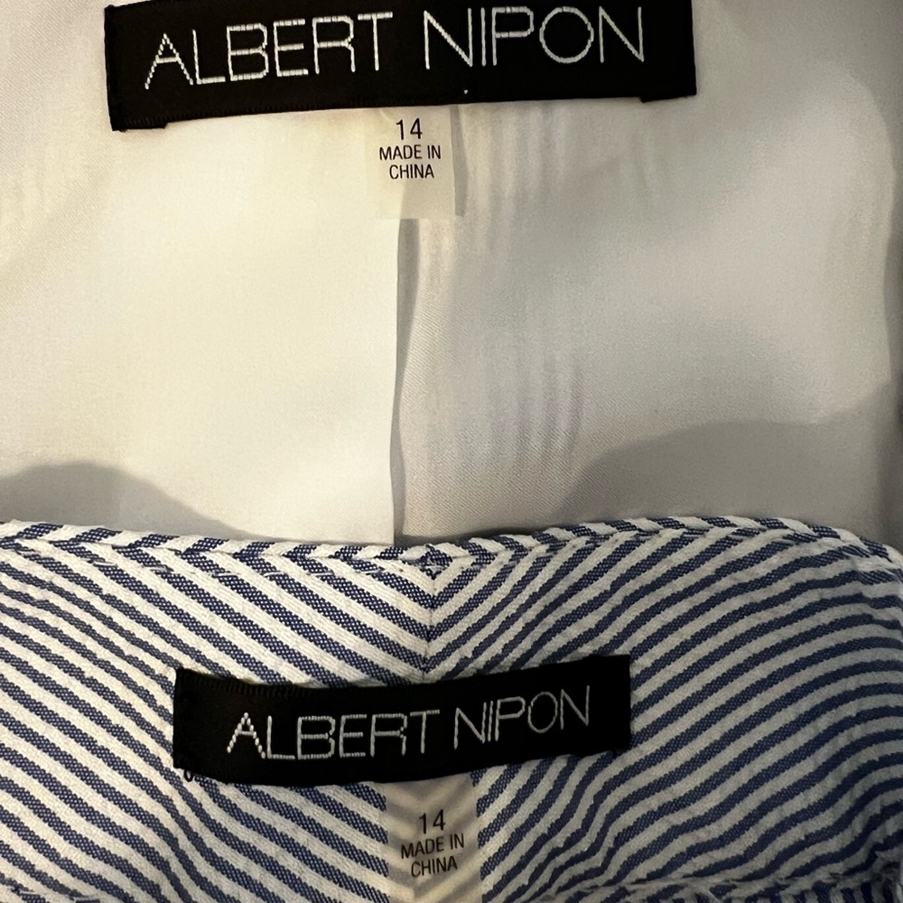Albert Nipon Pale Blue Pinstripe Blazer with Matching Trousers - Picture 5 of 6
